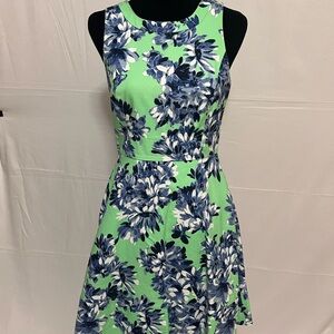 Floral Green and Blue Women's Dress
